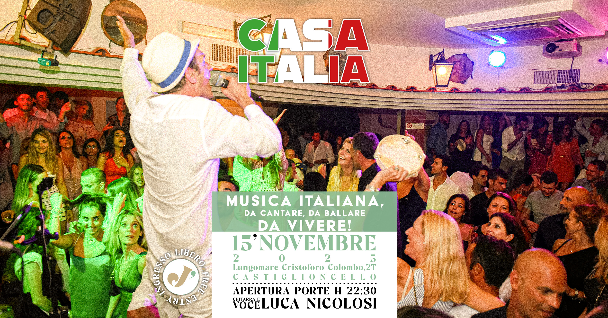 Sabato 15 Novembre – CASA ITALIA J'ADORE