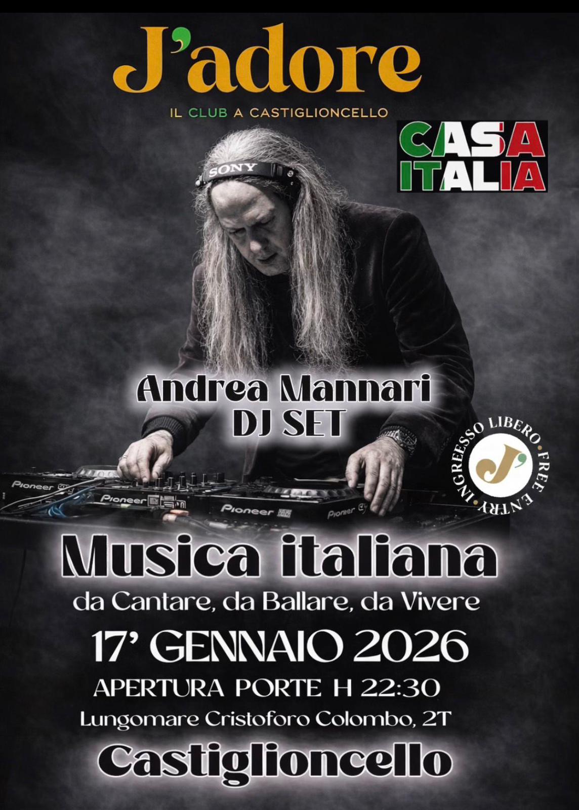 Sabato 17 Gennaio — CASA ITALIA con DJ Andrea Mannari