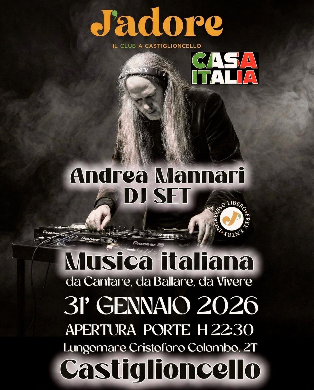 🎶 Sabato 31 Gennaio — CASA ITALIA con Andrea Mannari